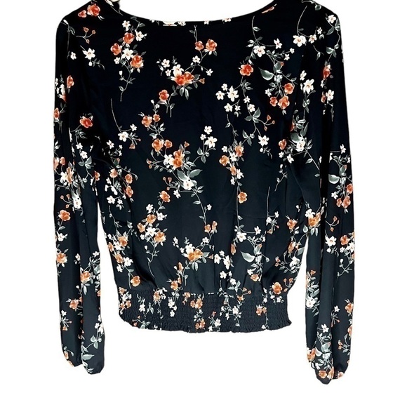 Sienna Sky Black, Floral Print Semi-Sheer Top, Size Medium - Picture 3 of 5